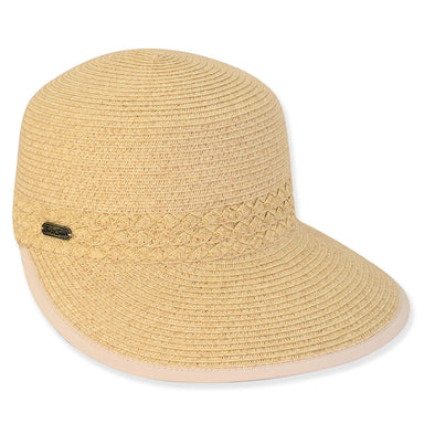 Criss Cross Woven Straw Brim Cap - Sun 'N' Sand Hats Facesaver Hat Sun N Sand Hats HH3179C Natural M/L (57-59 cm) Hook and Loop Closure