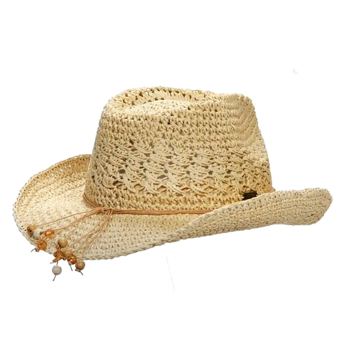 Crochet Toyo Cowboy Hat with Beads Accent - Sun 'N' Sand Hats Cowboy Hat Sun N Sand Hats