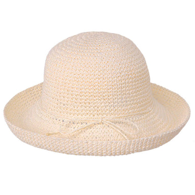 Crocheted Toyo Up Brim Summer Hat - Jeanne Simmons Hats Kettle Brim Hat Jeanne Simmons JS1110-IVO Ivory OS (57 cm)
