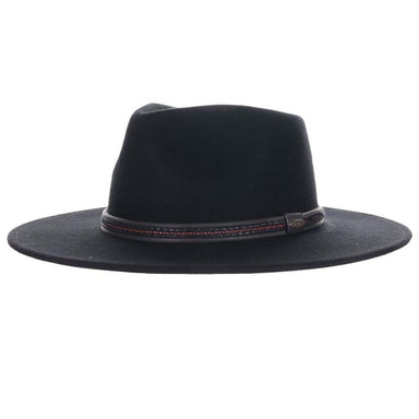 Bryan Structured Wool Felt Flat Brim Rancher Hat - Scala Hats Safari Hat Scala Hats DP224-BLK2 Black L/XL