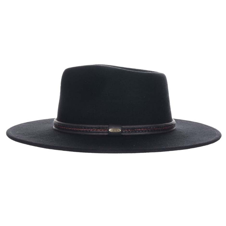 Bryan Structured Wool Felt Flat Brim Rancher Hat - Scala Hats Safari Hat Scala Hats