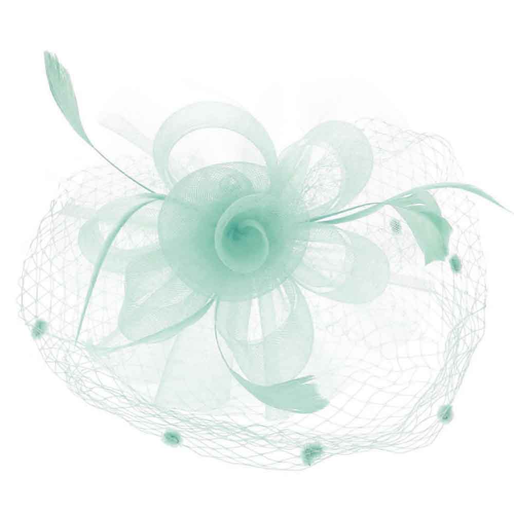 Dotted Netting Veil Fascinator with Tulle Flower - Something Special Fascinator Something Special LA HTH2709-MT Mint  