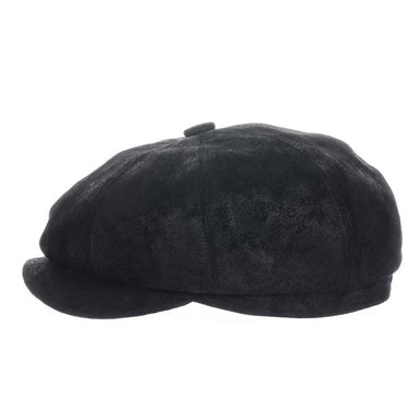 Edison Weathered Leather Newsboy Cap - Scala Hats Flat Cap Scala Hats