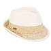 Ember Stitched Brim Straw Fedora Hat - Sun 'n' Sand® Fedora Hat Sun N Sand Hats HH3016A White / Natural OS (57 cm) 