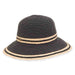 Embroidered Ribbon Cloche with Raffia Trim - Sun 'N' Sand Hats Cloche Sun N Sand Hats HH2719B Black Medium (57 cm) 
