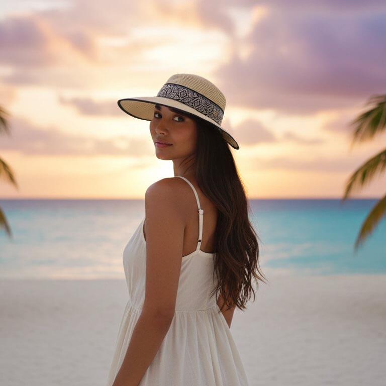 Embroidered Band Open Back Sun Hat - Sun 'N' Sand Hats Facesaver Hat Sun N Sand Hats