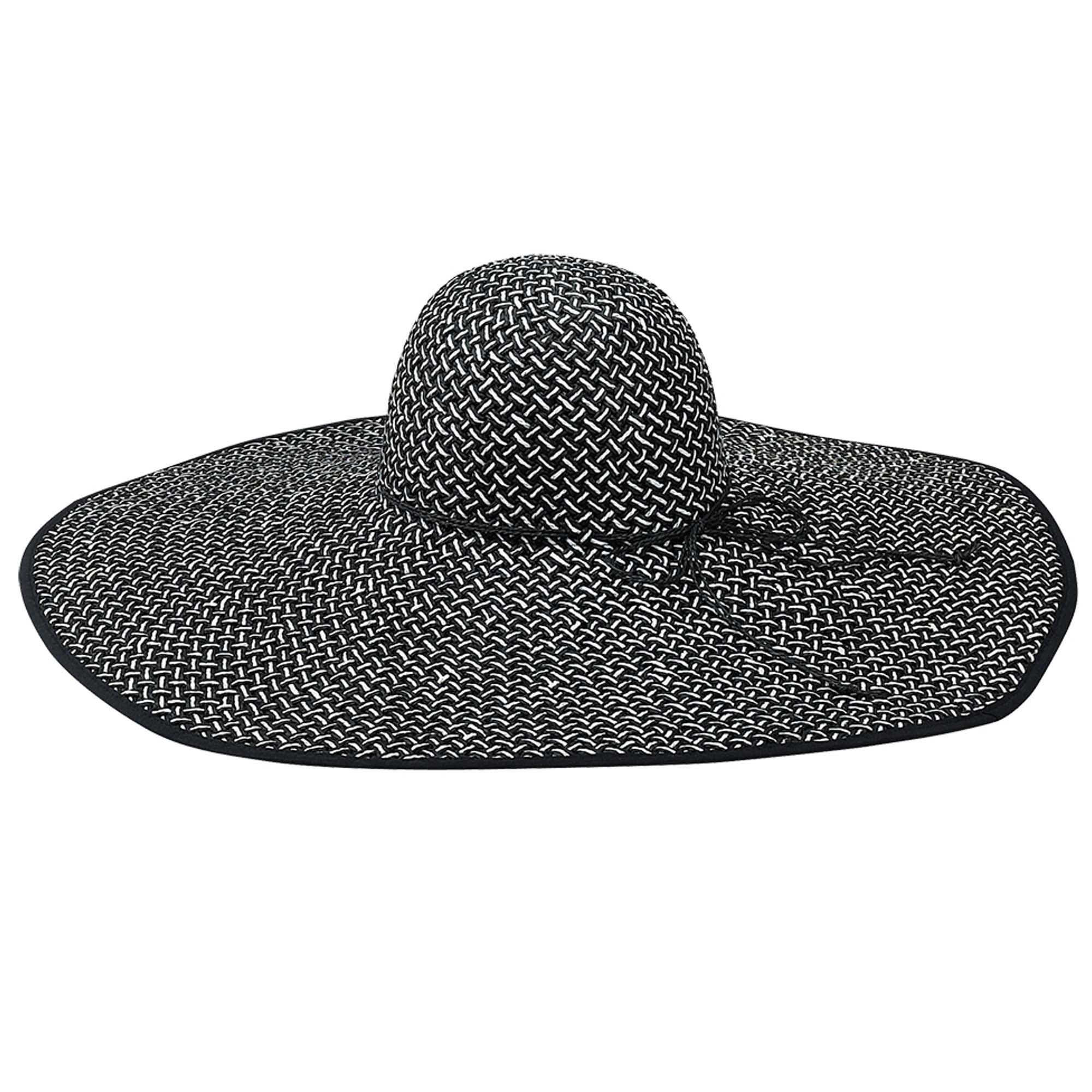Extra Wide Brim Black and White Straw Beach Hat - Jeanne Simmons Hats Wide Brim Sun Hat Jeanne Simmons Accessories JS1450 Black / White Medium (57 cm)