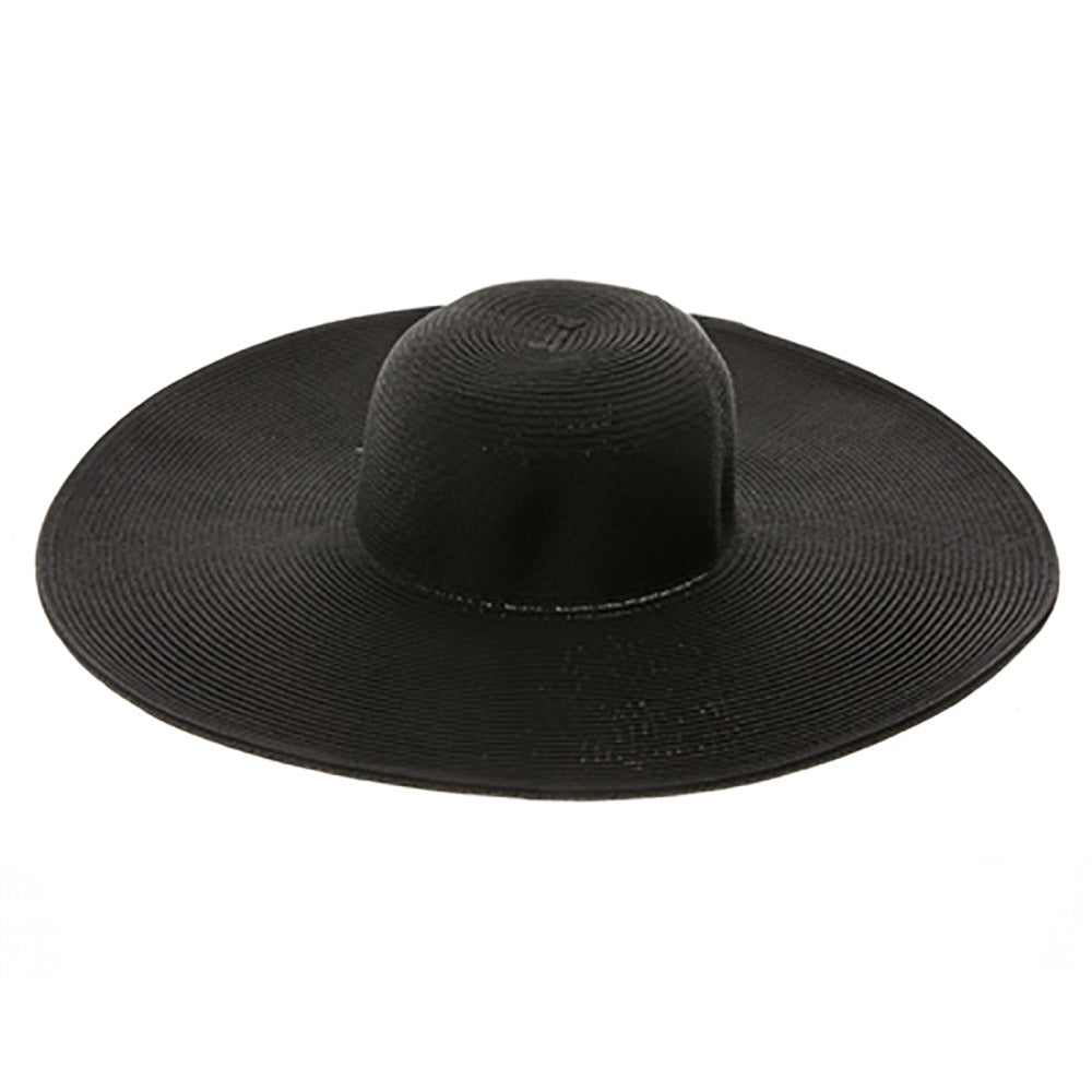 Extra Wide Brim Straw Beach Hat - Boardwalk Style Wide Brim Sun Hat Boardwalk Style Hats DA1896-BLK Black OS (57 cm) 