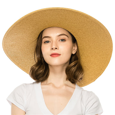 Extra Wide Brim Straw Beach Hat with Bamboo Ring - Boardwalk Style Wide Brim Sun Hat Boardwalk Style Hats    