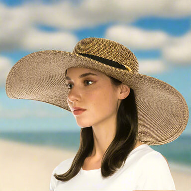 Extra Wide Brim Straw Beach Hat with Bamboo Ring - Boardwalk Style Wide Brim Sun Hat Boardwalk Style Hats    