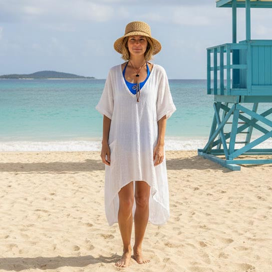 Fancy Braid Straw Summer Bucket Hat with Leatherette Tie - Sun'N'Sand