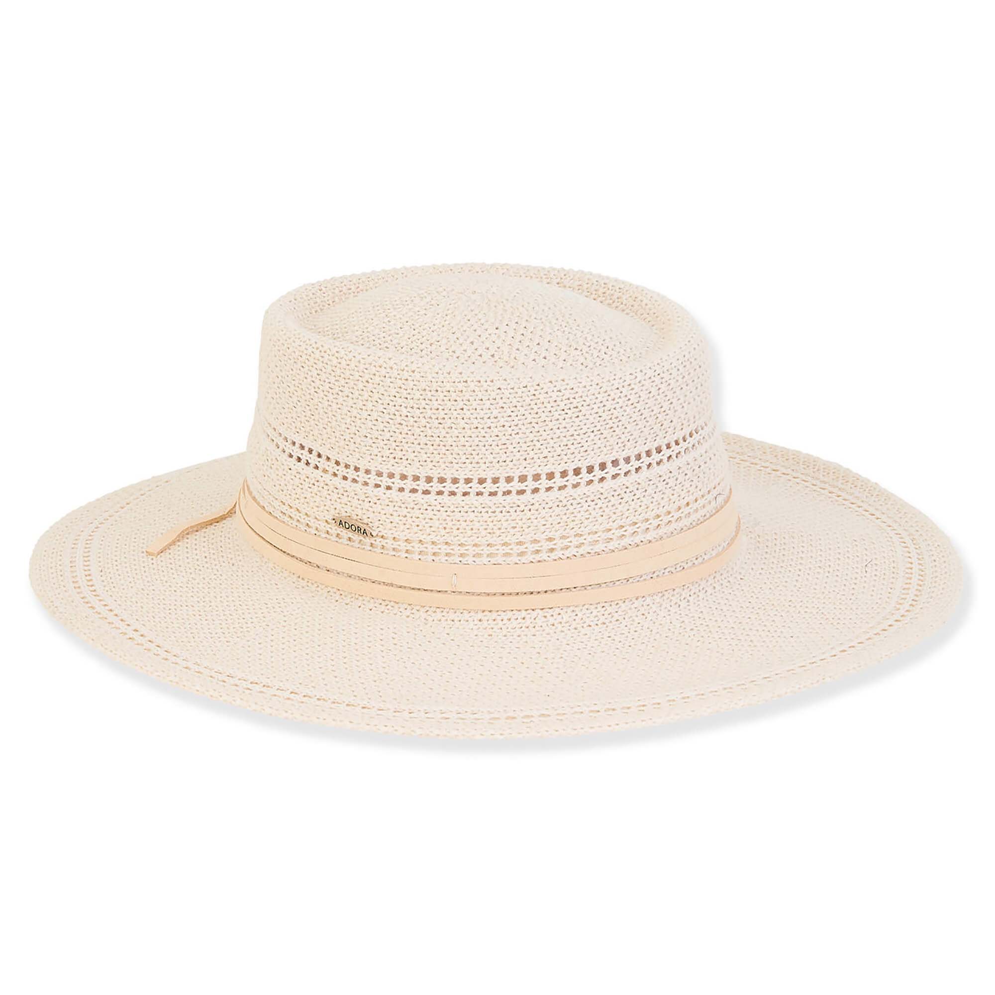 Fashion Knit Gaucho Hat with Waxed Cord - Adora® Hats Bolero Hat Adora Hats AD1485A Beige Medium (57 cm) 