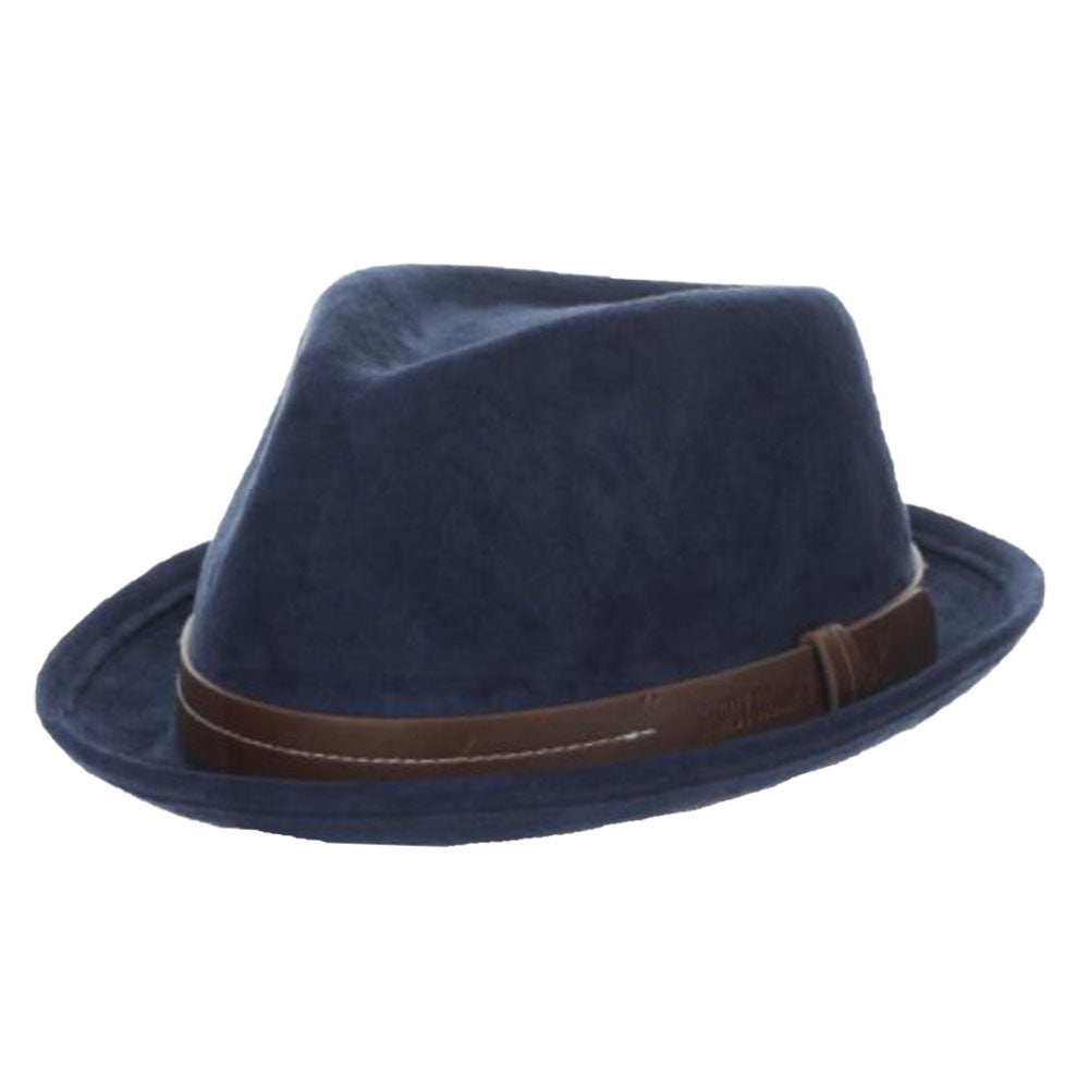 Faux Suede Fedora with Leather Band - Stacy Adams Hats, Fedora Hat - SetarTrading Hats 