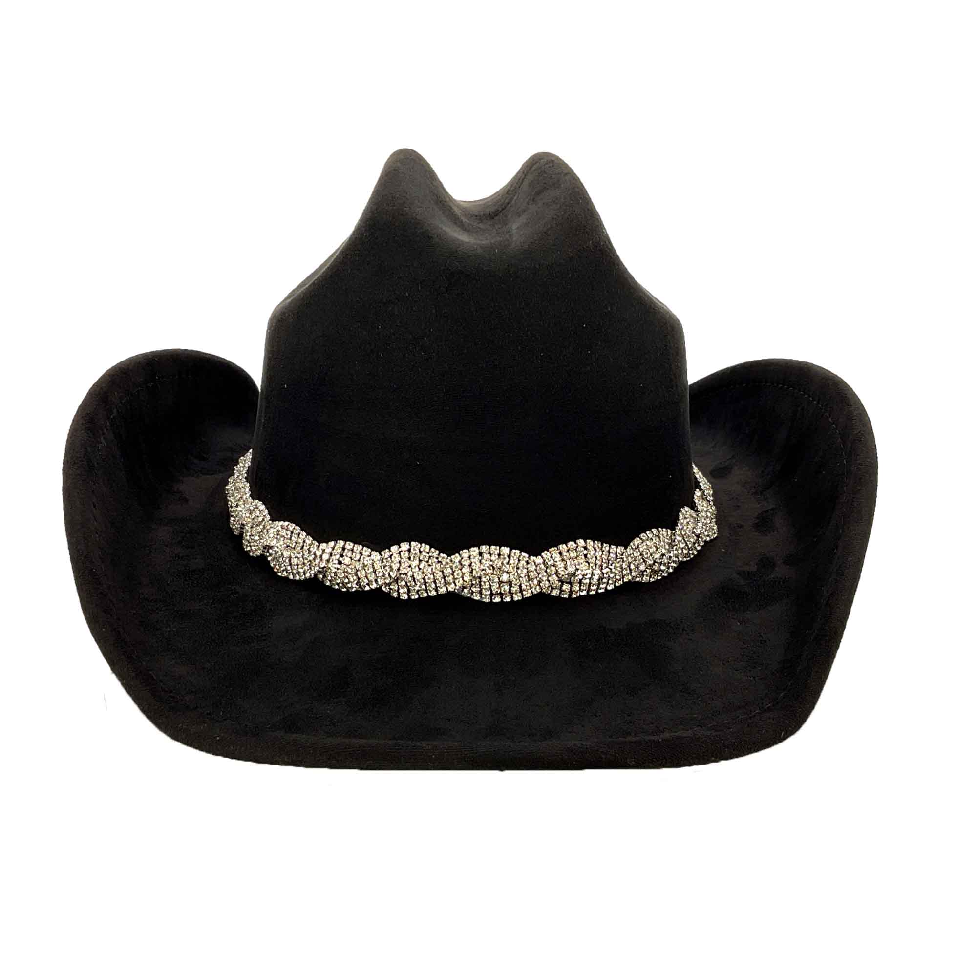 Faux Suede Western Hat with Rhinestone and Pearl Band  display picture 1