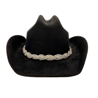Faux Suede Western Hat with Braided Rhinestone Band - Boardwalk Style Cowboy Hat Boardwalk Style Hats DA3192-BLK Black Medium (57.5 cm)