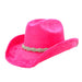 Faux Suede Western Hat with Braided Rhinestone Band - Boardwalk Style Cowboy Hat Boardwalk Style Hats DA3192-HPK Hot Pink Medium (57.5 cm) 