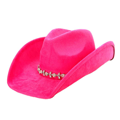 Faux Suede Western Hat with Floral Rhinestone Band - Boardwalk Style Cowboy Hat Boardwalk Style Hats DA3198-HPK Hot Pink Medium (57.5 cm) 