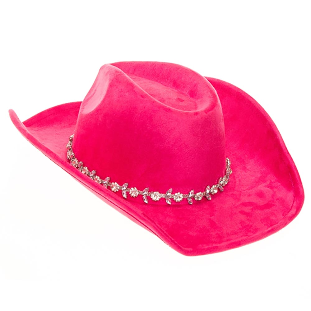 Faux Suede Western Hat with Rhinestone and Pearl Band  display picture 1