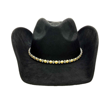 Faux Suede Western Hat with Rhinestone and Pearl Band - Boardwalk Style Cowboy Hat Boardwalk Style Hats