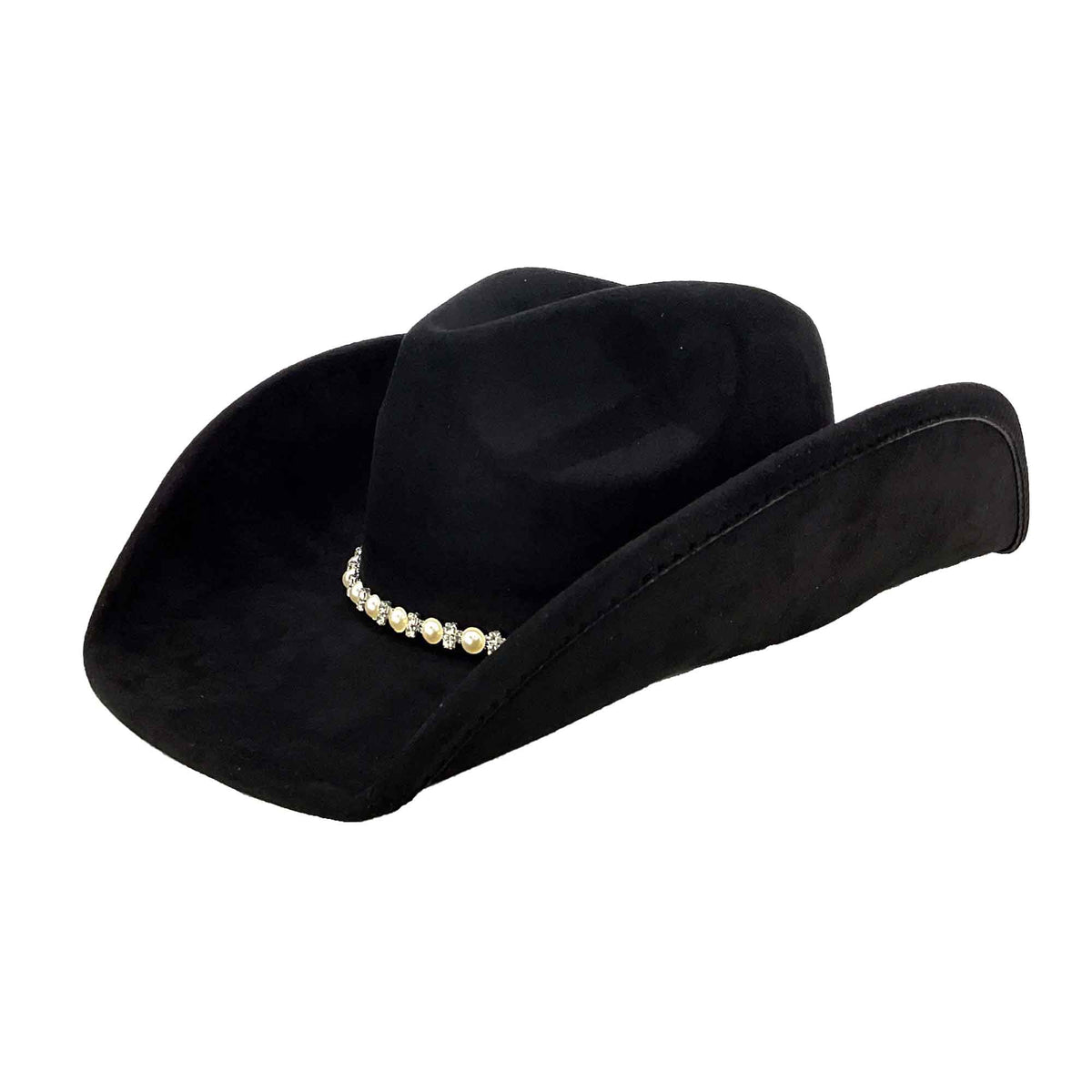 HAT western cowboy cowgirl gold rose embroidered faux suede NWT black Faux Suede Rhinestone Studded Cowboy Hat main image 2