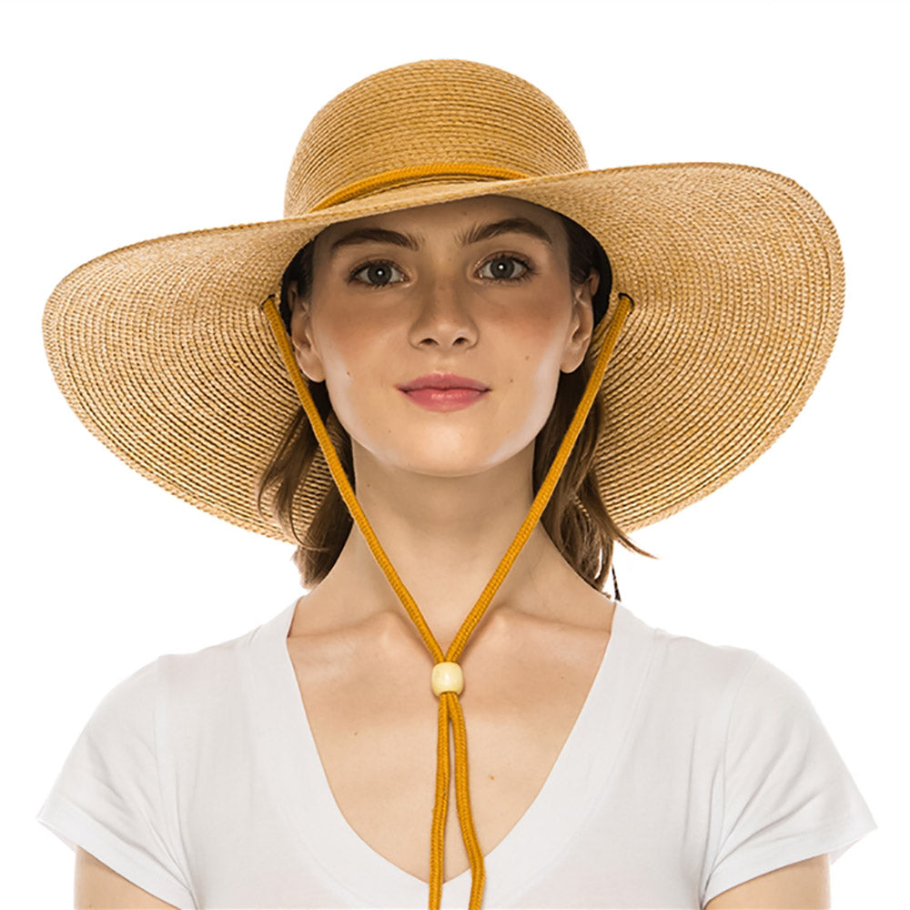 Yellow Braided-Band Wide Brim Women’s Hat NATURAL BRAIDED STRAW WIDE-BRIM HAT FOR WOMEN – ADJUSTABLE main image 3