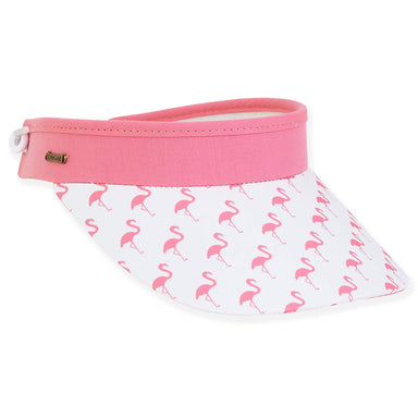 Pink Flamingos Print Spring Coil Sun Visor - Sun 'N' Sand Hat Visor Cap Sun N Sand Hats HH2905 Pink OS 