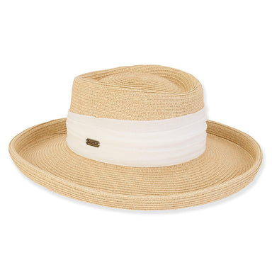 Flat Crown Up Brim Sun Hat - Sun 'N' Sand Hat Bolero Hat Sun N Sand Hats HH2703C Natural M/L (58 cm) 