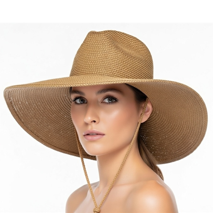 Flex Weave Straw Gardening Hat with Chin Strap - Boardwalk Style