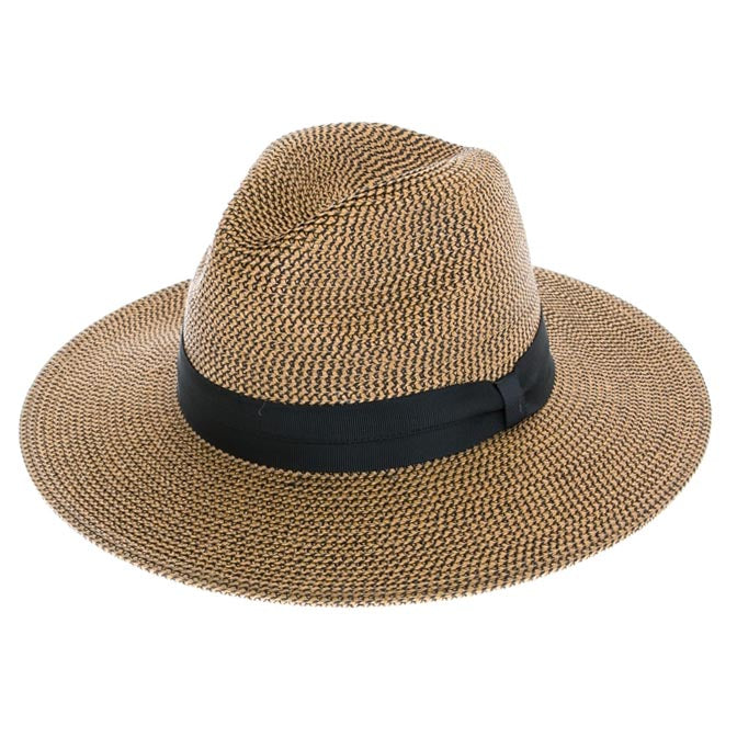 Flex Weave Straw Pinched Crown Fedora Hat - Boardwalk Style
