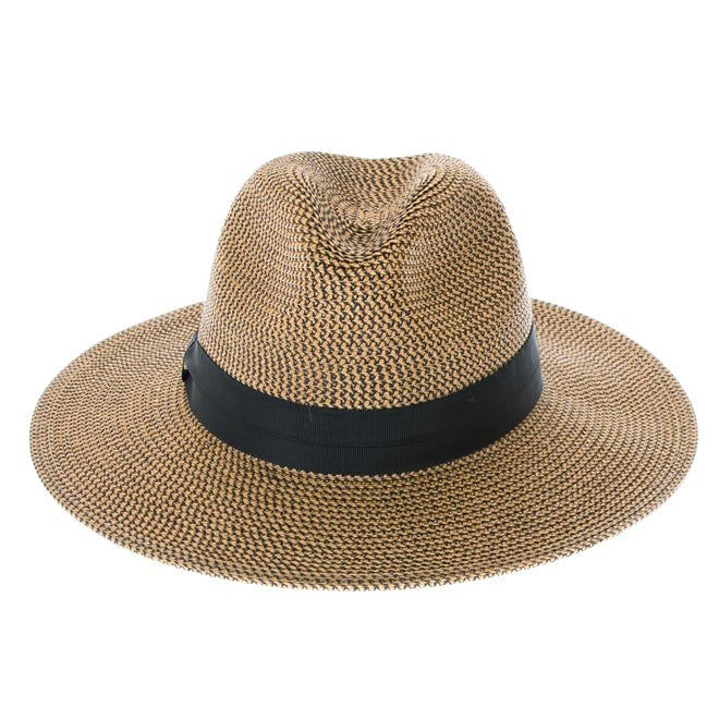 Flex Weave Straw Pinched Crown Fedora Hat - Boardwalk Style