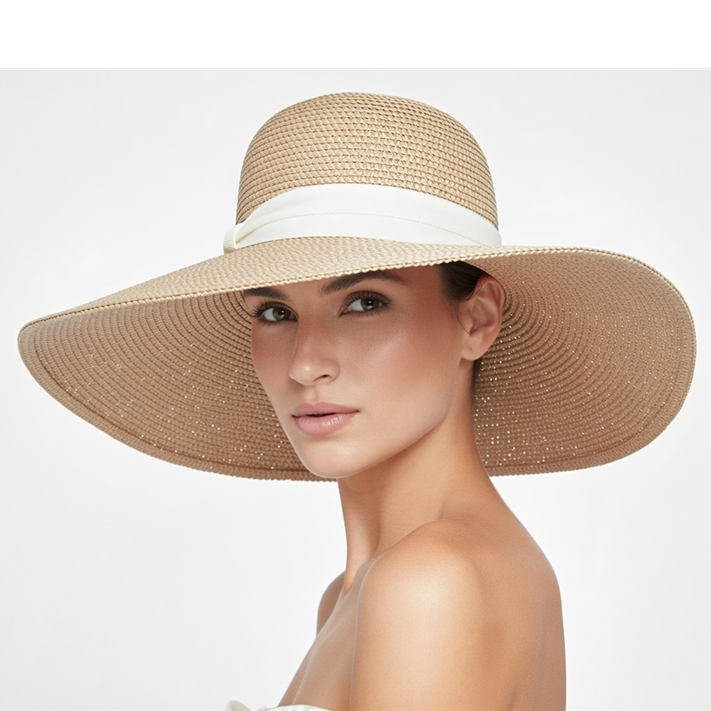 Flex Weave Straw Wide Brim Beach Hat - Boardwalk Style