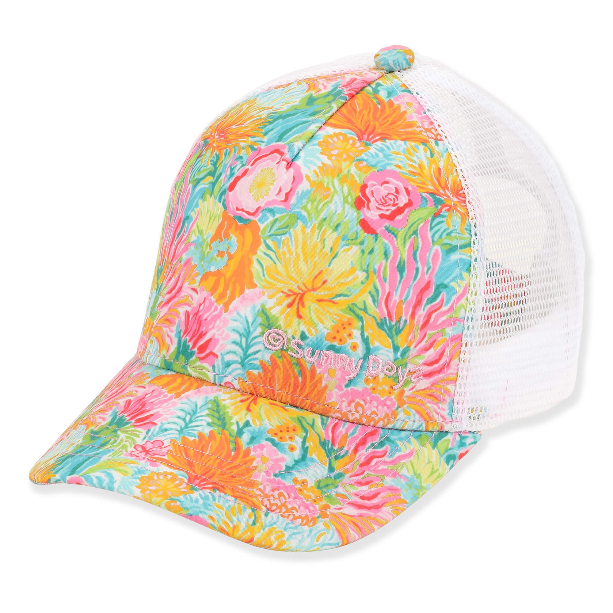 Floral Print Trucker's Cap for Small Heads - Sunny Dayz Hat