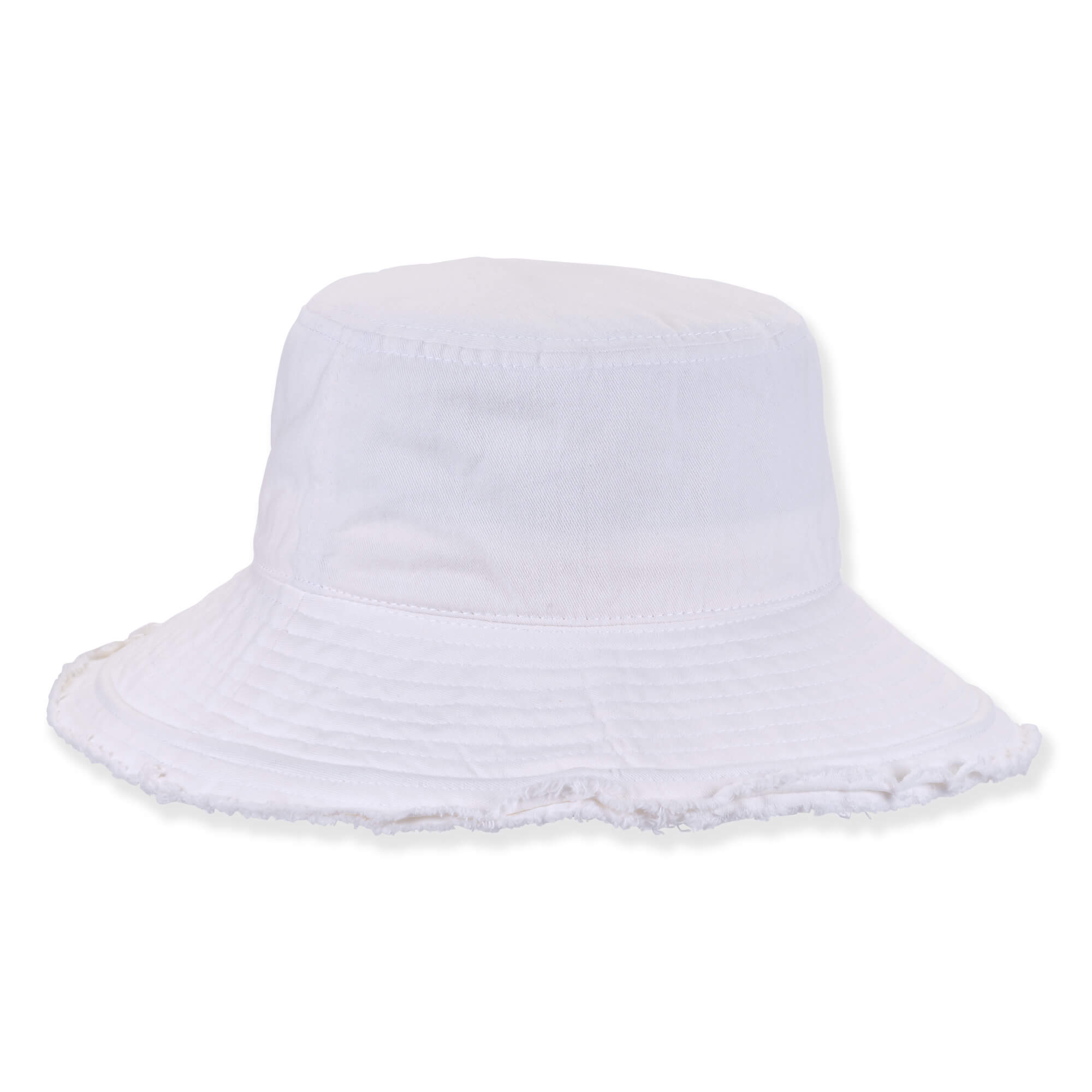Frayed Brim Cotton Bucket Hat for Women - Sun 'N' Sand Hats Bucket Hat Sun N Sand Hats HH3599A White