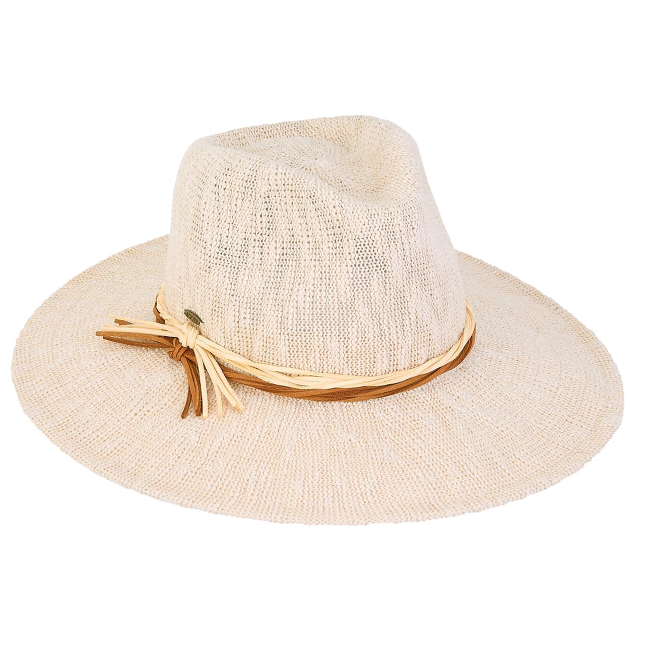Froid Knit Safari Hat with Twisted Faux Suede Band - Adora® Hats Safari Hat Adora Hats AD1544A Ivory M/L (58 cm) 