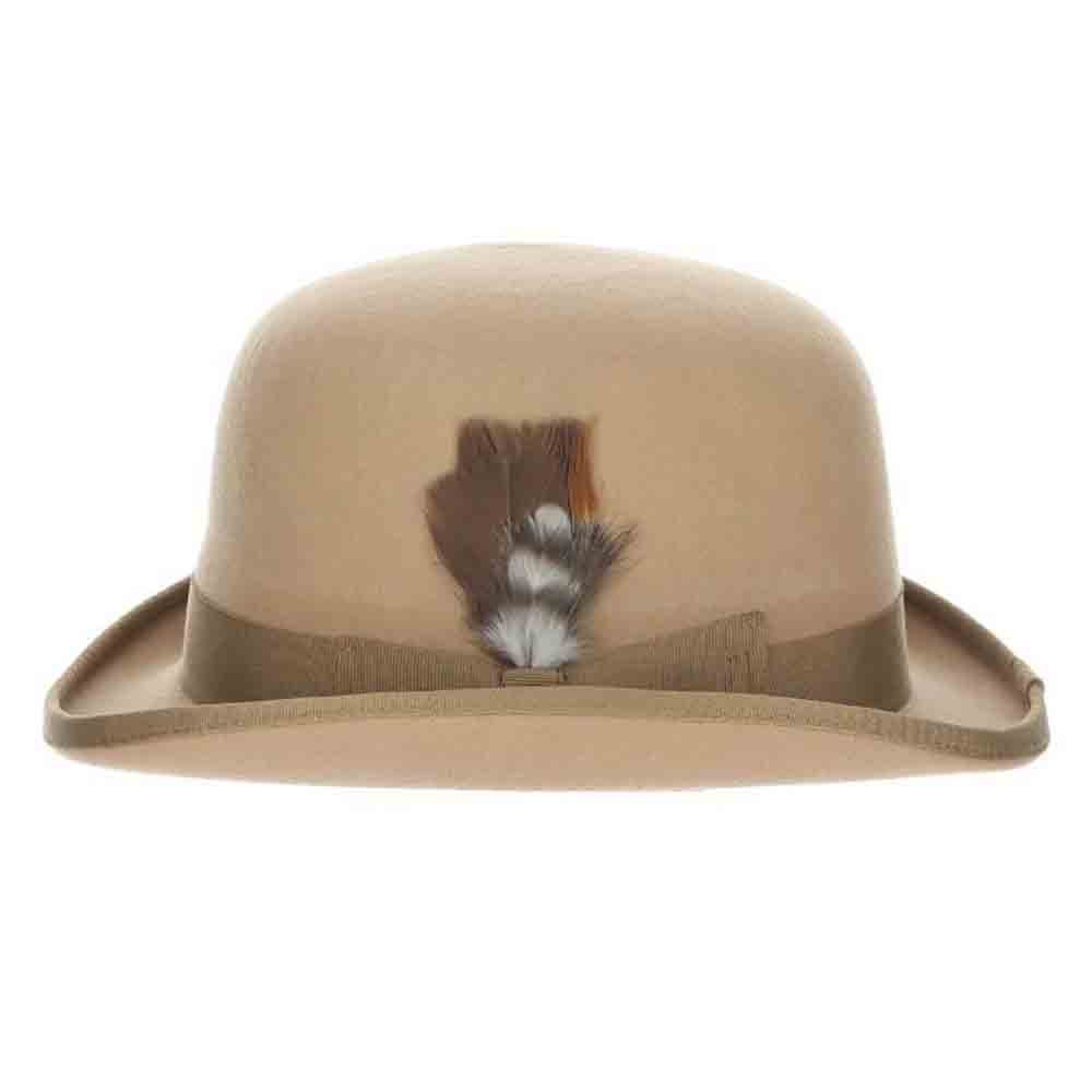 Furlong Structured Wool Felt Derby Hat - Scala Hat Bowler Hat Scala Hats WF506-CAMEL2 Camel Medium (22.25") 