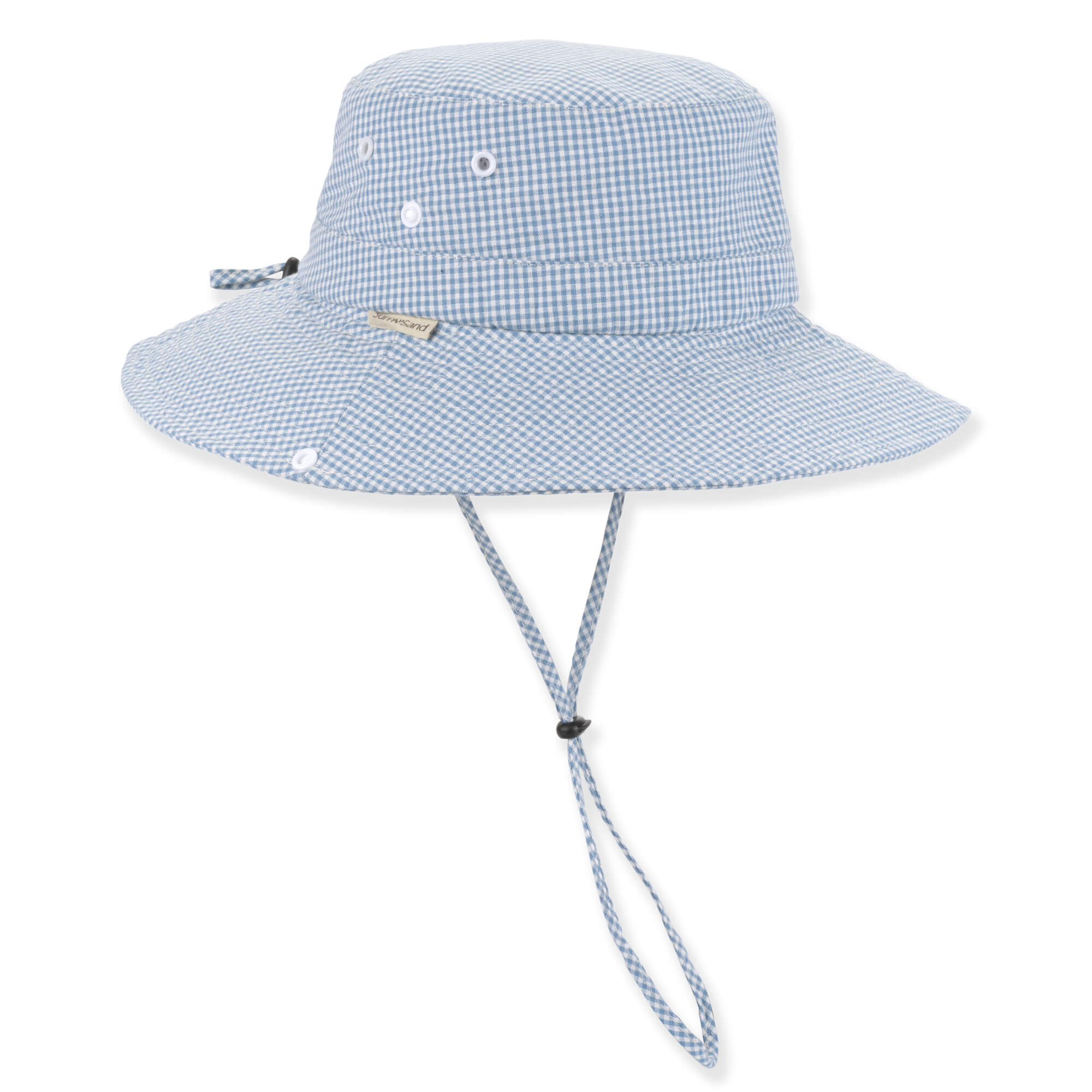 Gingham Cotton Bucket Hat with Chin Strap - Sun 'N' Sand Hats