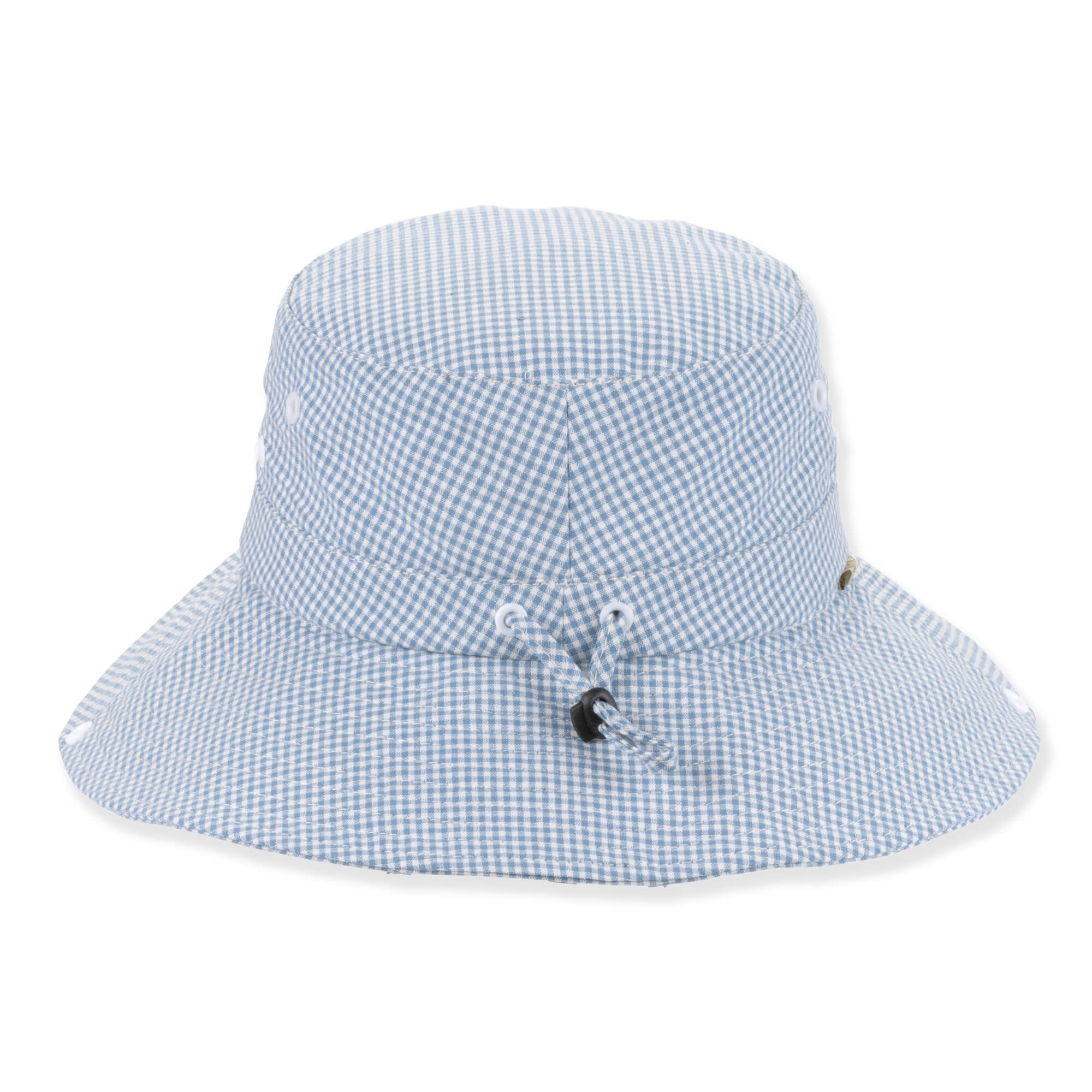 Gingham Cotton Bucket Hat with Chin Strap - Sun 'N' Sand Hats