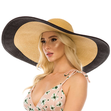 Glamorous Oversized Brim Beach Hat - Boardwalk Style Wide Brim Sun Hat Boardwalk Style Hats    