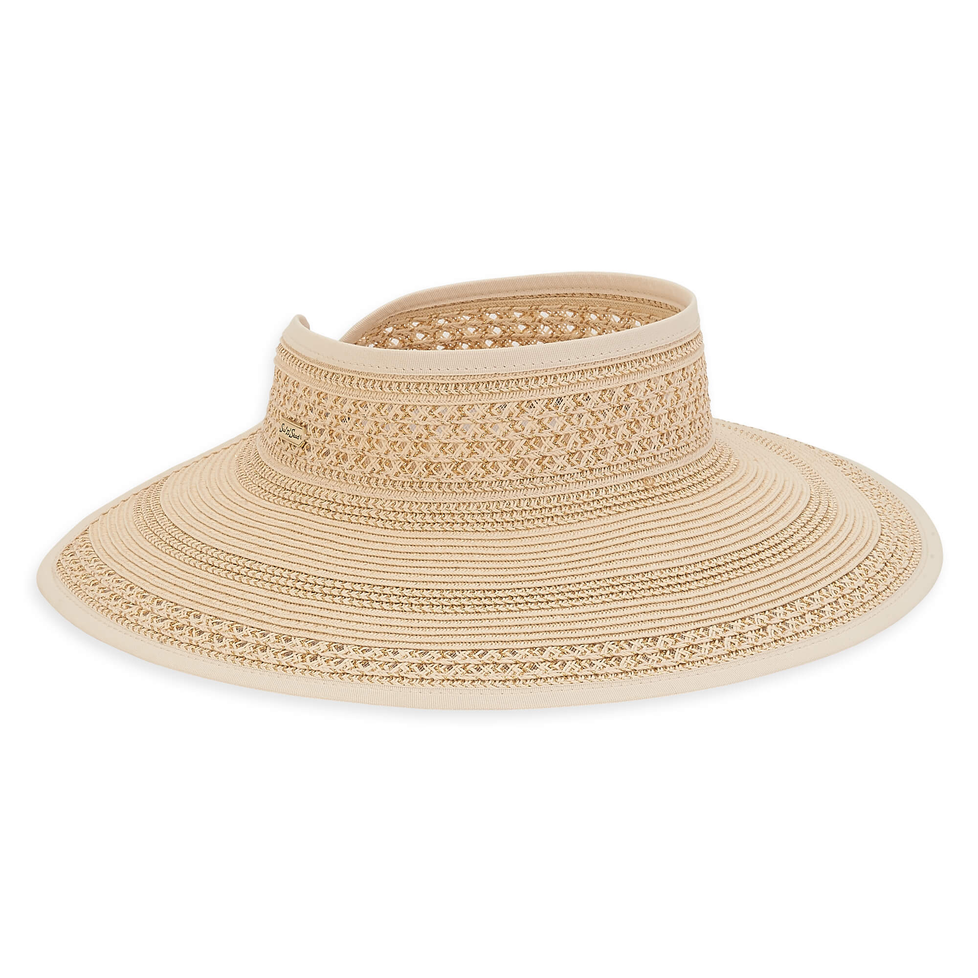 Glitzy Metallic Wrap Around Visor Hat - Sun 'N' Sand Hats Visor Cap Sun N Sand Hats HH2622B Natural