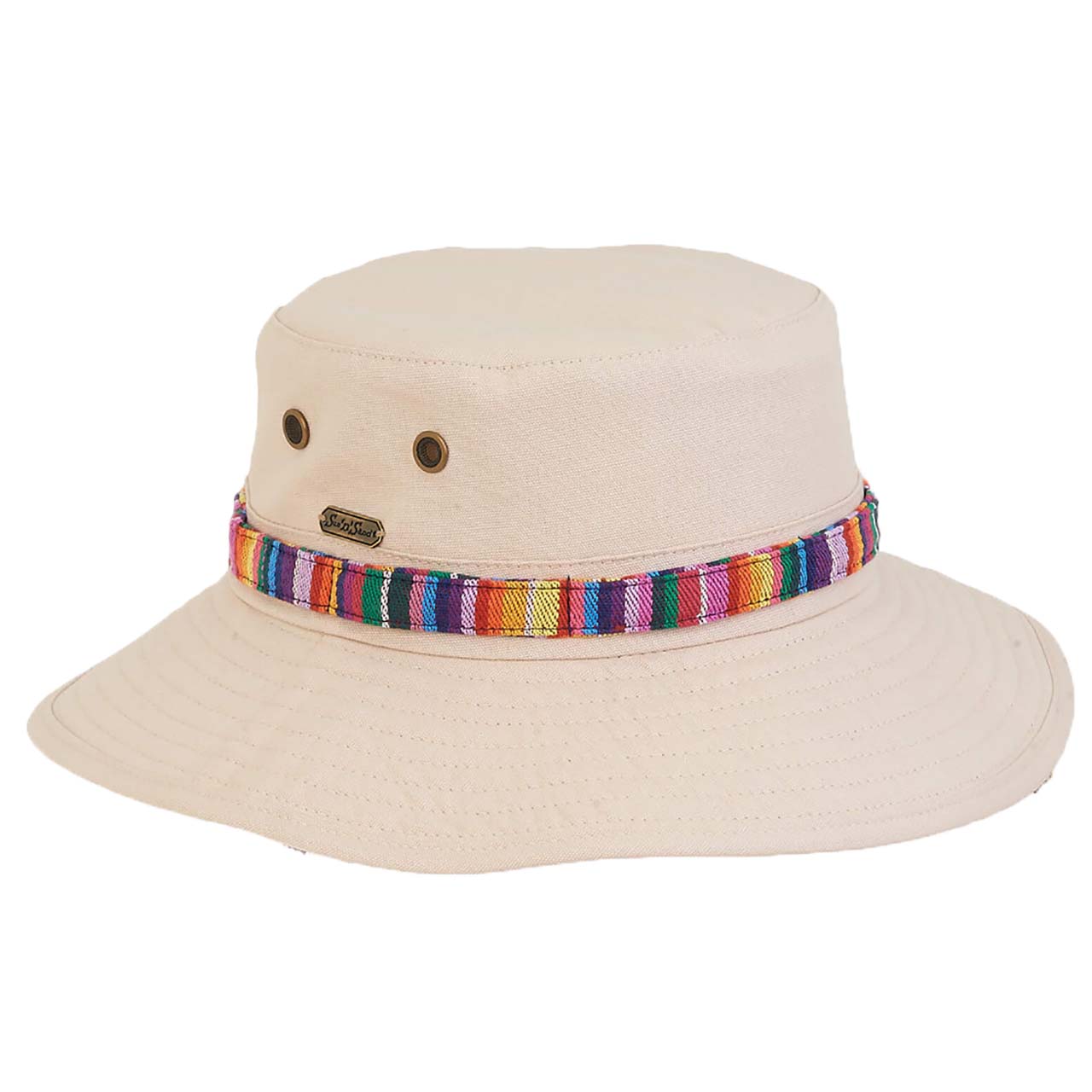 Henley Cotton Canvas Bucket Hat with Tie - Sun 'N' Sand Hats Bucket Hat Sun N Sand Hats HH2905A Natural OS 