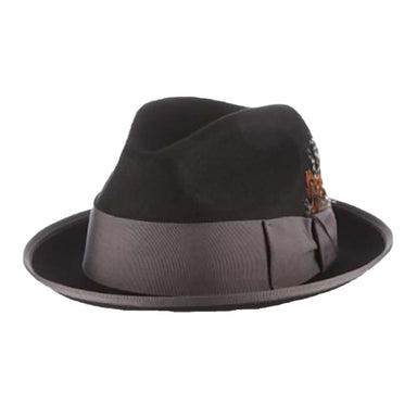 Hobart Wool Felt Fedora with 22-Ligne Grosgrain Band - Stacy Adams Hats Safari Hat Stacy Adams Hats saw679-BLK4 Black X-Large (61 cm) 