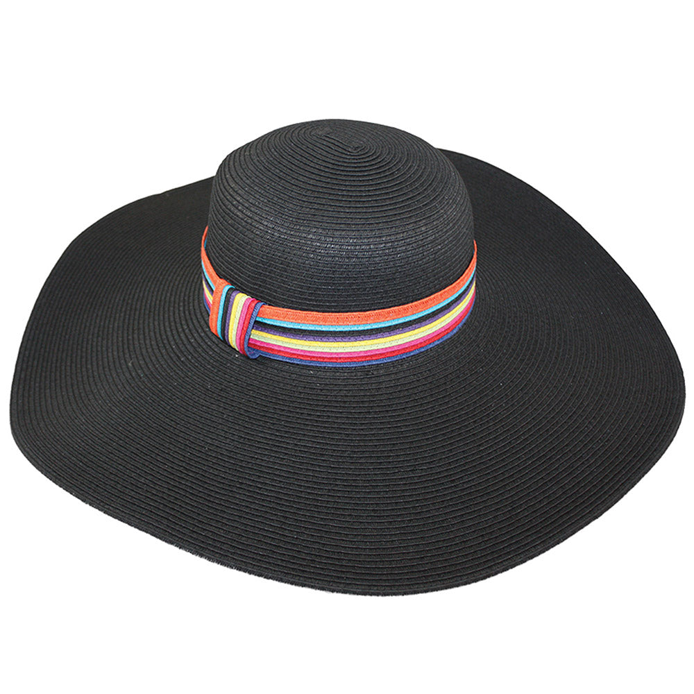 Oversize Brim Straw Floppy with Multicolor Band Jeanne Simmons