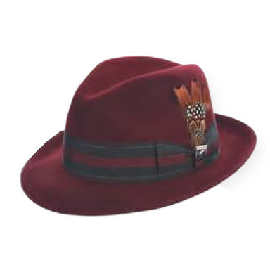 Irving Wool Felt Fedora with 16-Ligne Grosgrain Band - Stacy Adams Hats Safari Hat Stacy Adams Hats SAW653-BORD Burgundy X-Large (61 cm) 