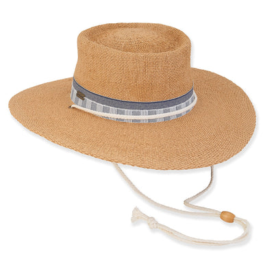 Josephine Bangkok Straw Gaucho Hat with Chin Strap - Sun 'N' Sand Hats Bolero Hat Sun N Sand Hats HH3039B Toast Medium (57 cm) 