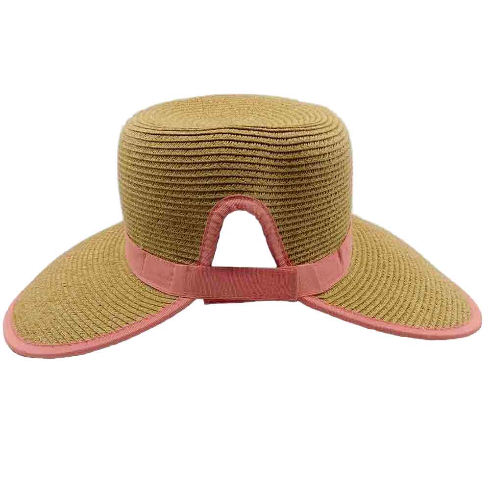 帽子 marihoja Curves Straw Hat Karen Keith Tweed Straw Facesaver Hat with Ponytail Hole
