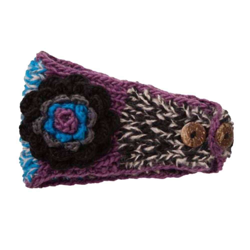 Knit Acrylic Headband with Flower Accent - Scala Hats Headband Scala Hats LS154-PURP Purple  