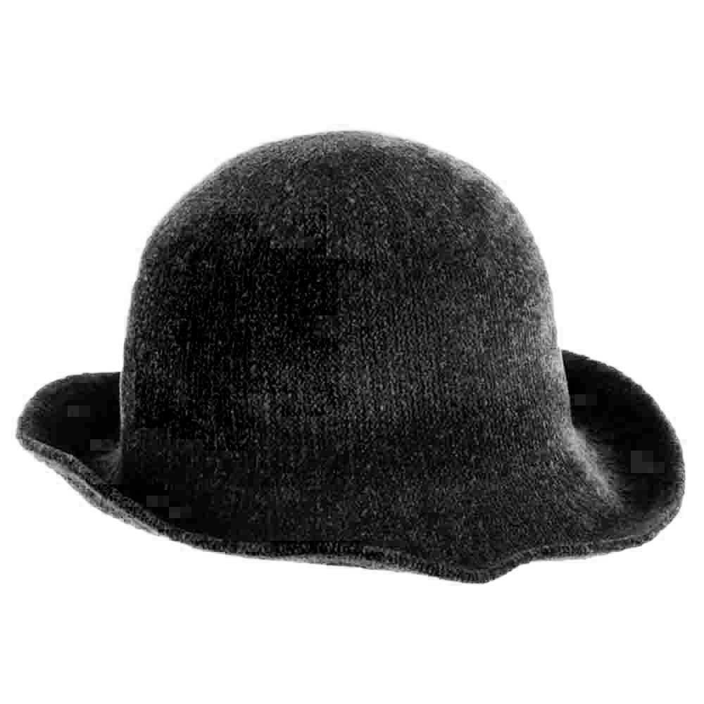 Women's Knit Chenille Cloche Hat - Scala Hats Cloche Scala Hats LW722 Black M/L (58 cm)