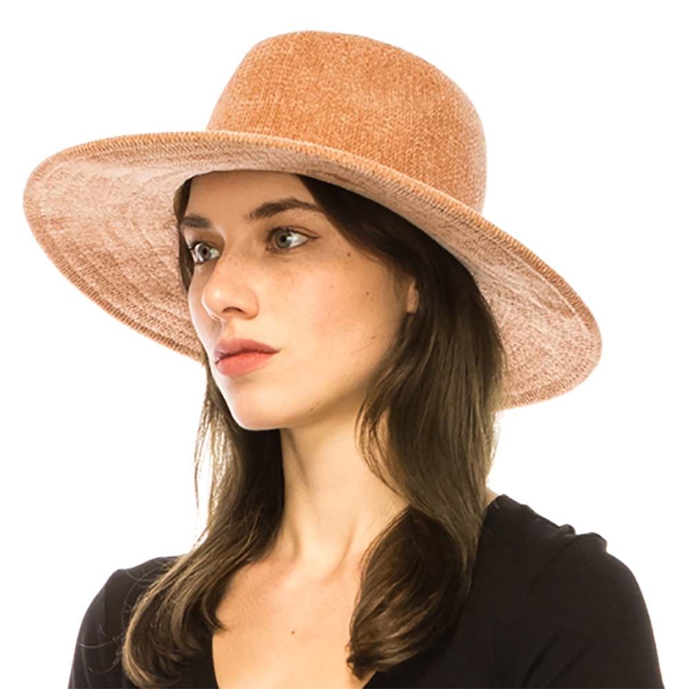 Knit Chenille Safari Hat with Braided Leather Band - Boardwalk Hats Safari Hat Boardwalk Style Hats    