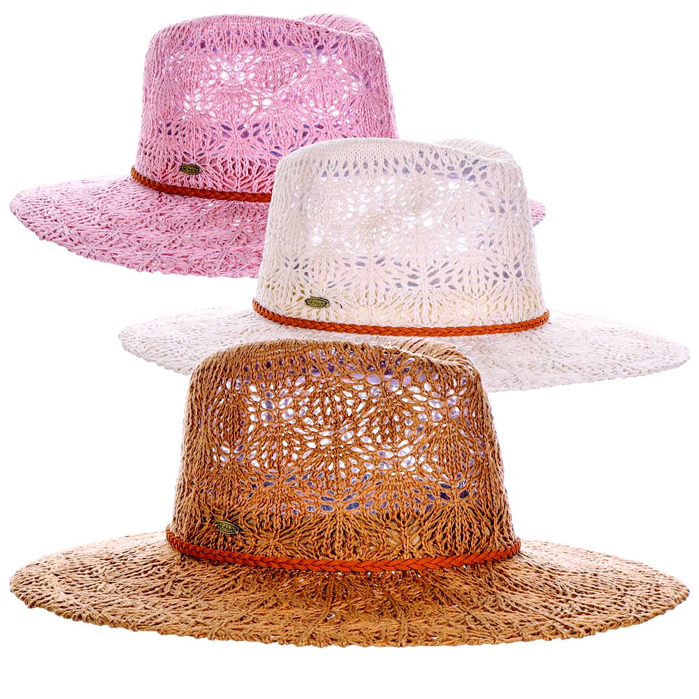 Knit Summer Safari Hat with Braided Band - Scala Hats Safari Hat Scala Hats LC844-WHT White OS