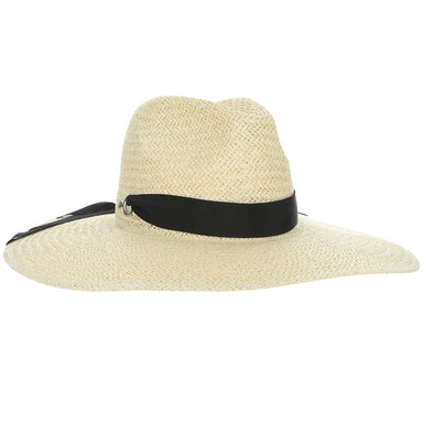 Woven Toyo Straw Hat with Ribbon Chin Strap - Scala Hats Safari Hat Scala Hats LT239 Natural / Black Medium (57 cm)